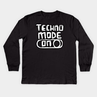 Techno Mode ON in Hand Writing Kids Long Sleeve T-Shirt